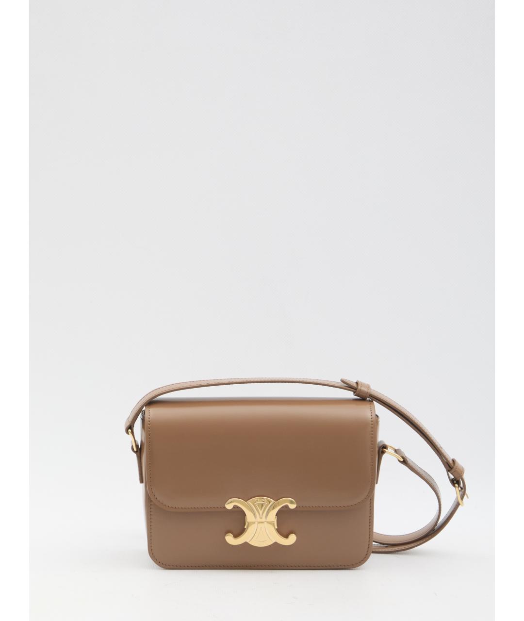 CELINE Коричневая кожаная сумка через плечо, фото 2