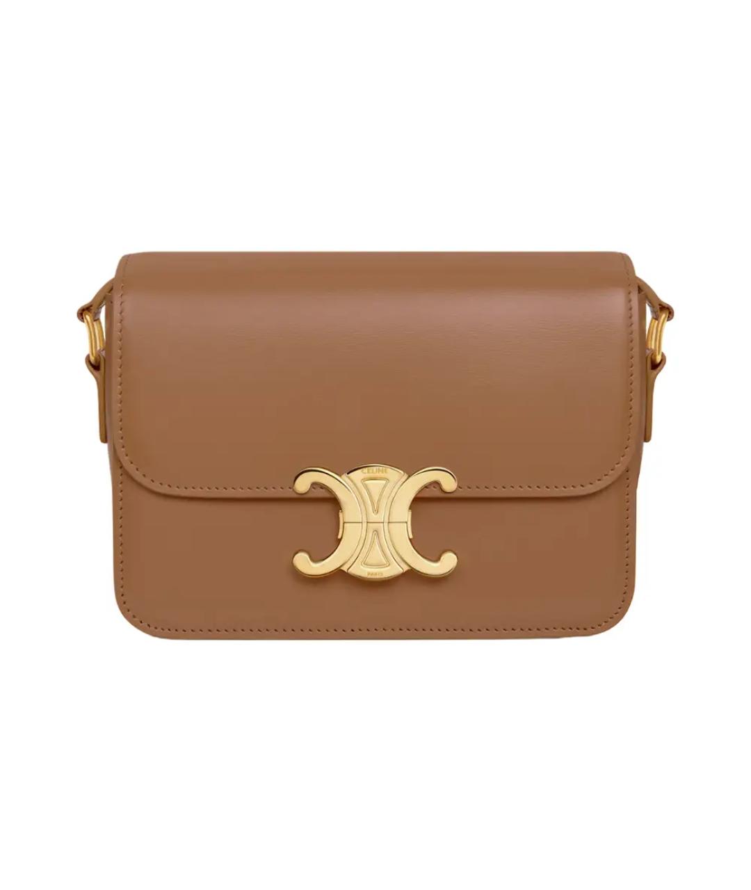 CELINE Коричневая кожаная сумка через плечо, фото 1