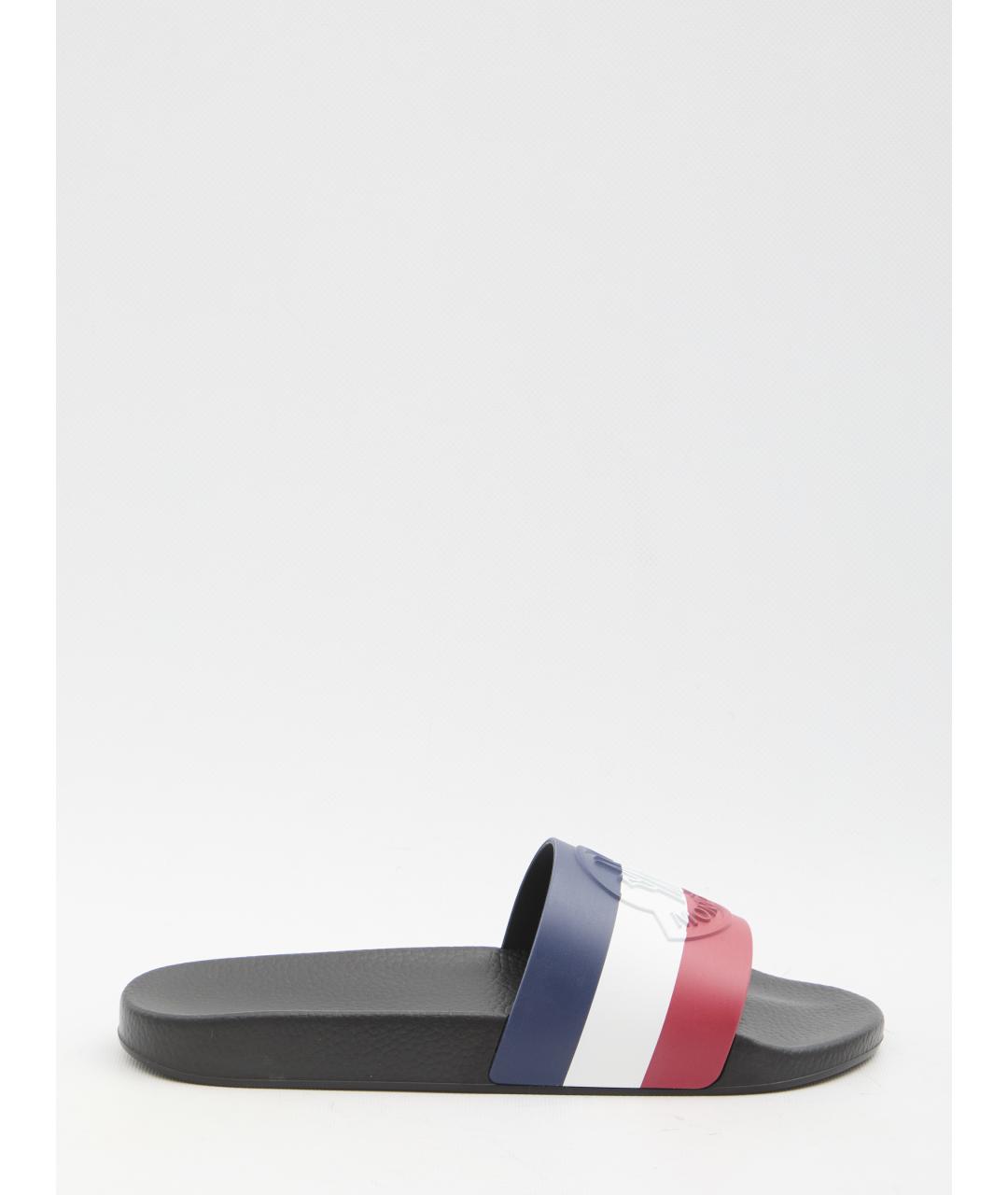 MONCLER Синие резиновые шлепанцы, фото 6