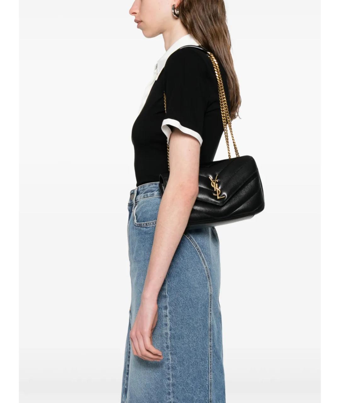 SAINT LAURENT Черная кожаная сумка через плечо, фото 6