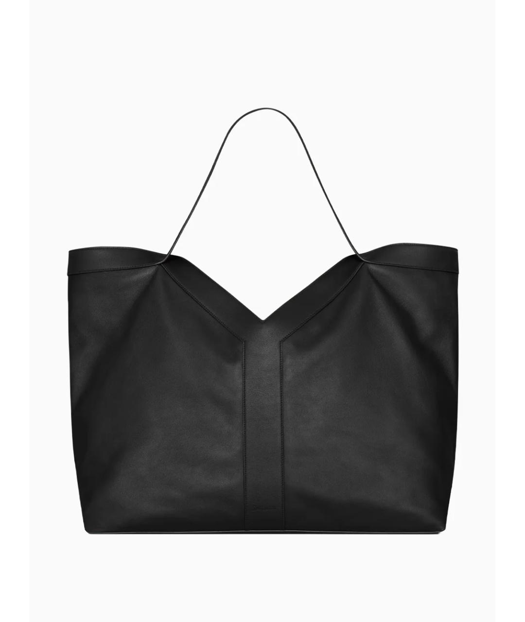 SAINT LAURENT Черная кожаная сумка тоут, фото 6