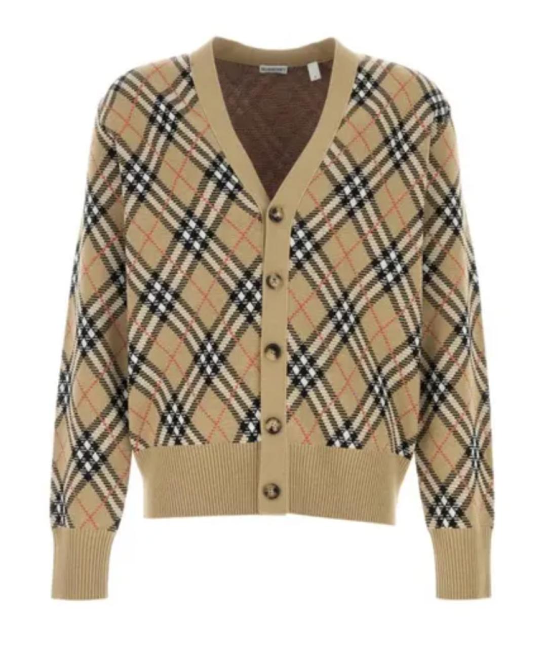 BURBERRY Бежевый шерстяной кардиган, фото 1