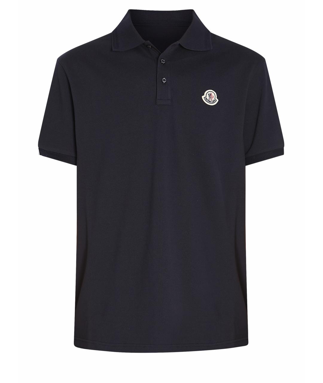 MONCLER Синее хлопковое поло с коротким рукавом, фото 1