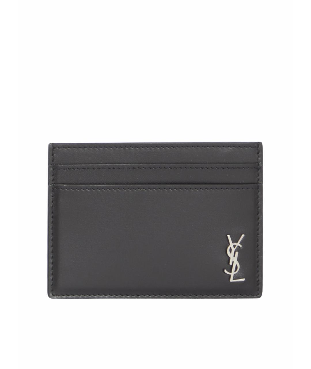 SAINT LAURENT Черный кожаный кардхолдер, фото 1