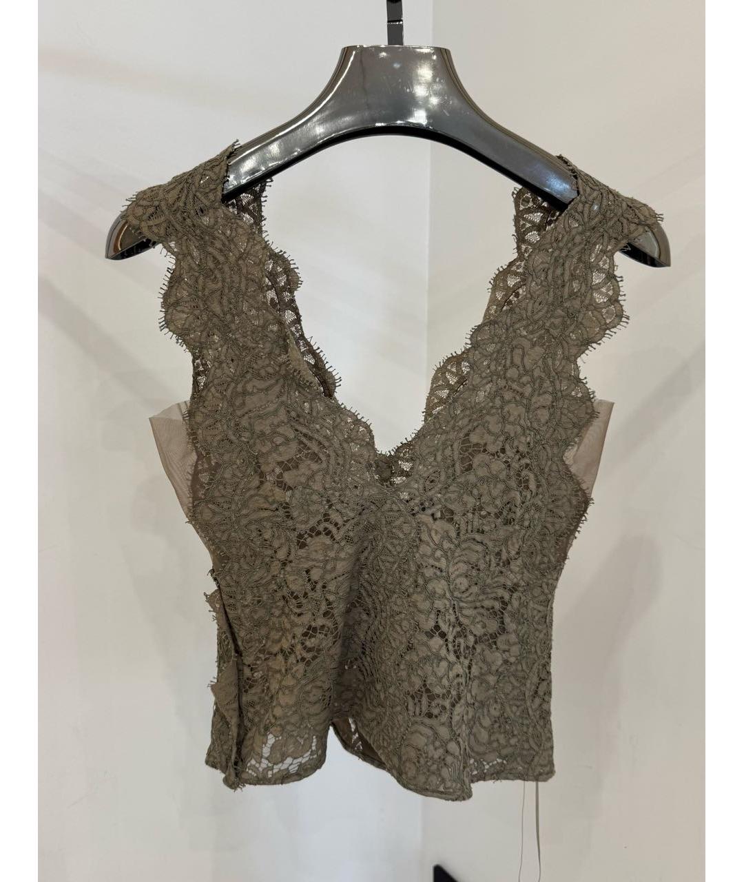 STELLA MCCARTNEY Хаки кружевная майка, фото 4