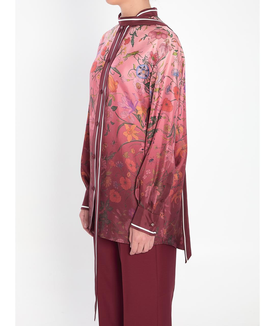 GUCCI Розовая шелковая рубашка, фото 3