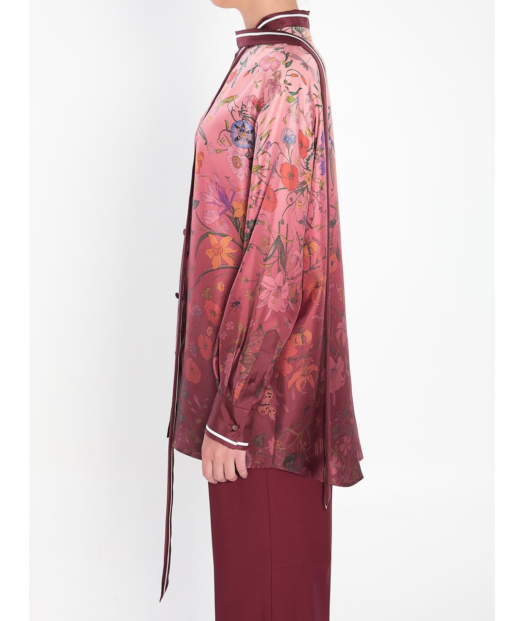 GUCCI Розовая шелковая рубашка, фото 4