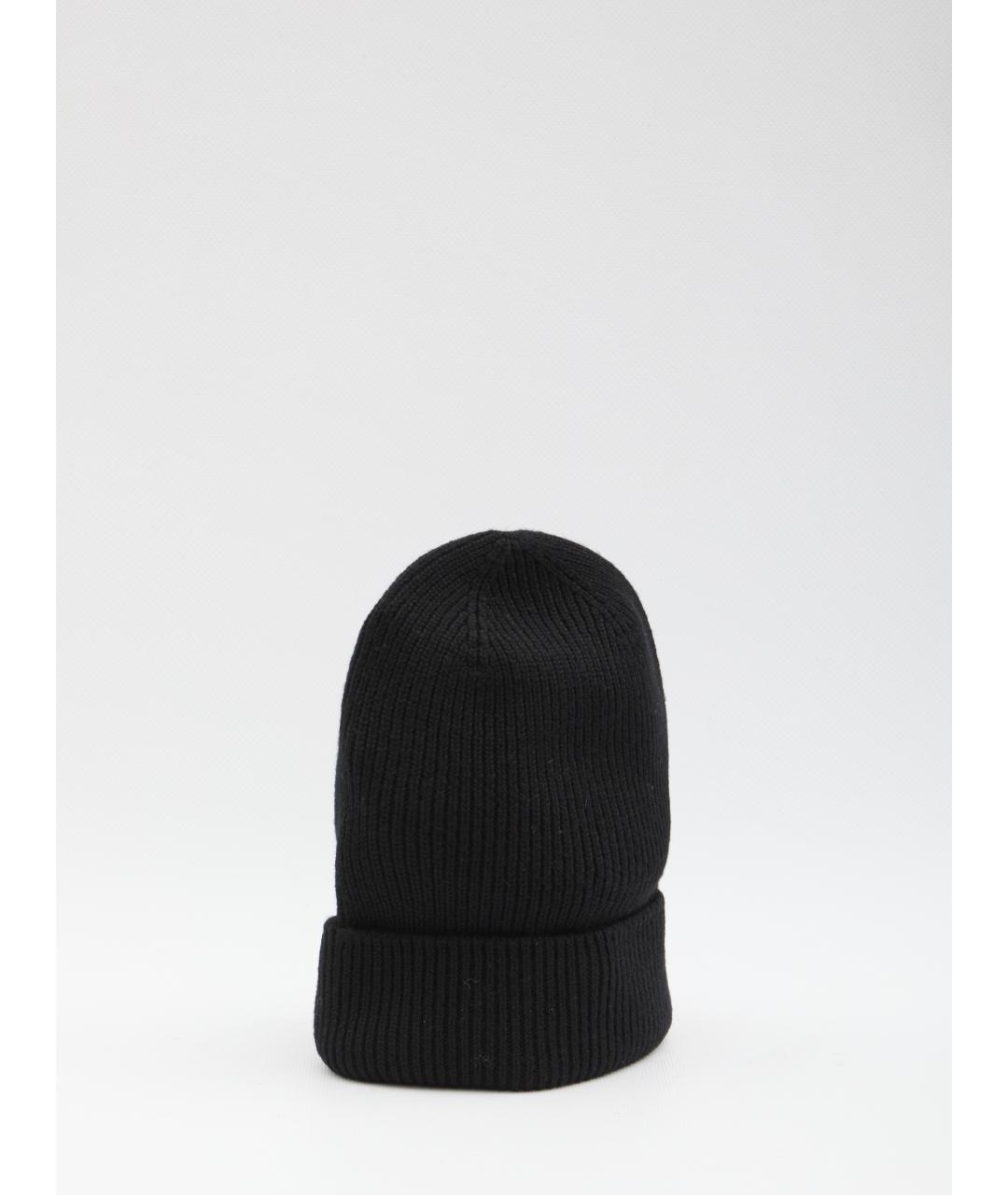 MONCLER Черная шерстяная шапка, фото 2
