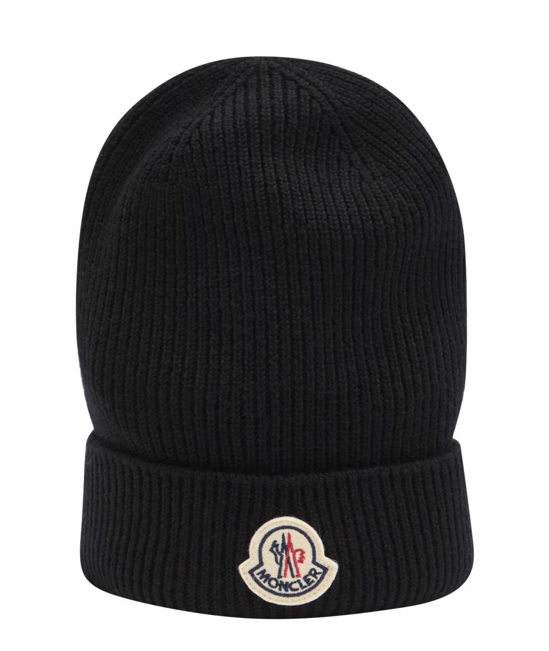 MONCLER Черная шерстяная шапка, фото 1