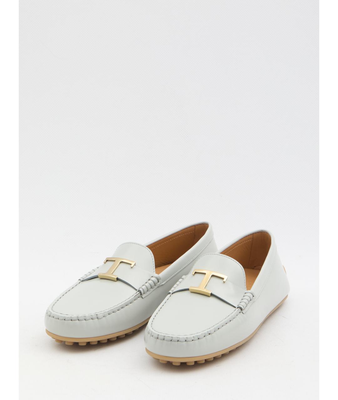 TOD'S Серые кожаные мокасины, фото 2