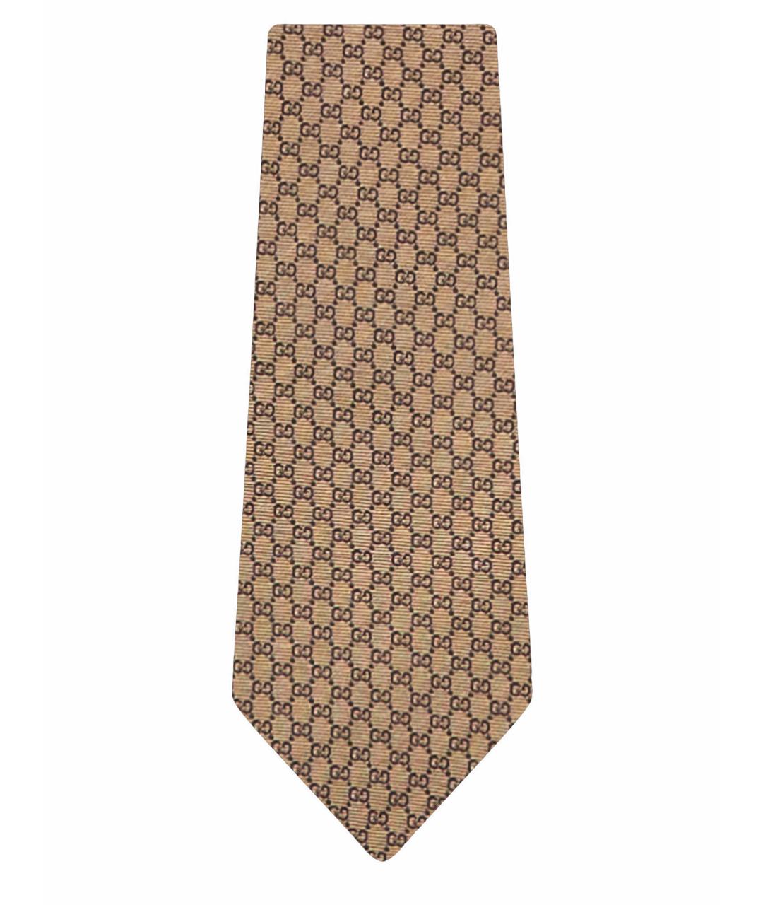 GUCCI Бежевый шелковый галстук, фото 1