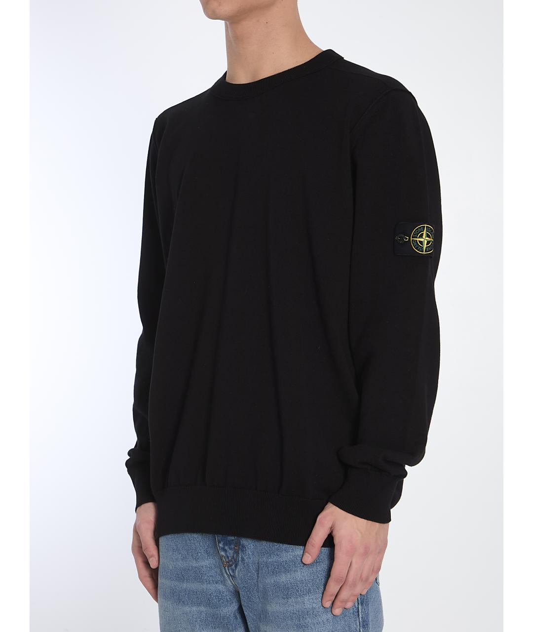 STONE ISLAND Черный хлопковый джемпер / свитер, фото 3