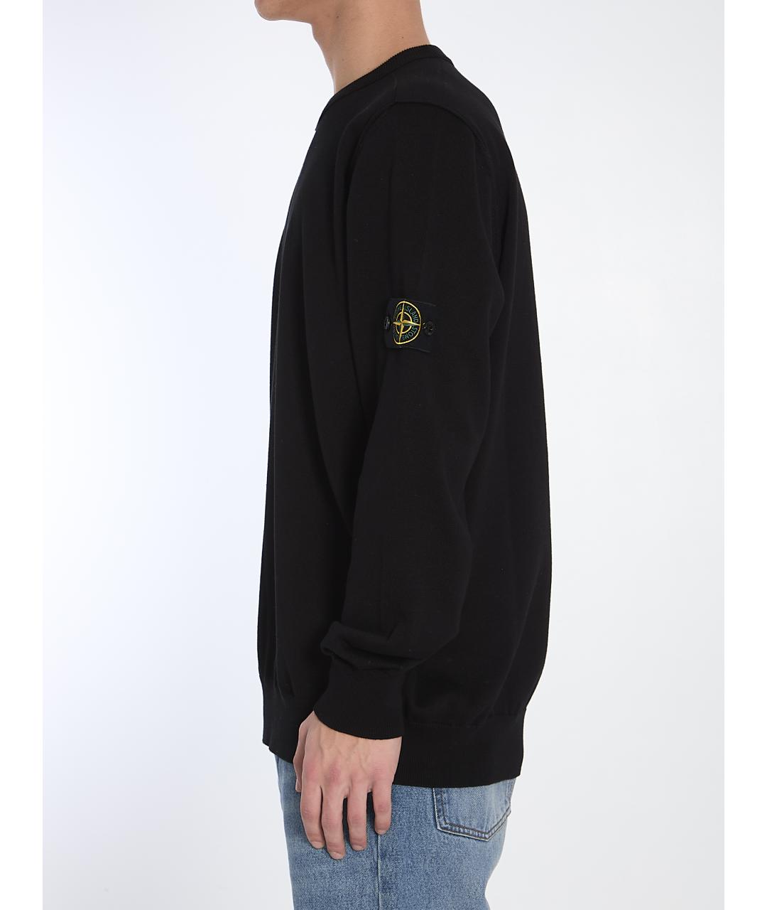 STONE ISLAND Черный хлопковый джемпер / свитер, фото 4