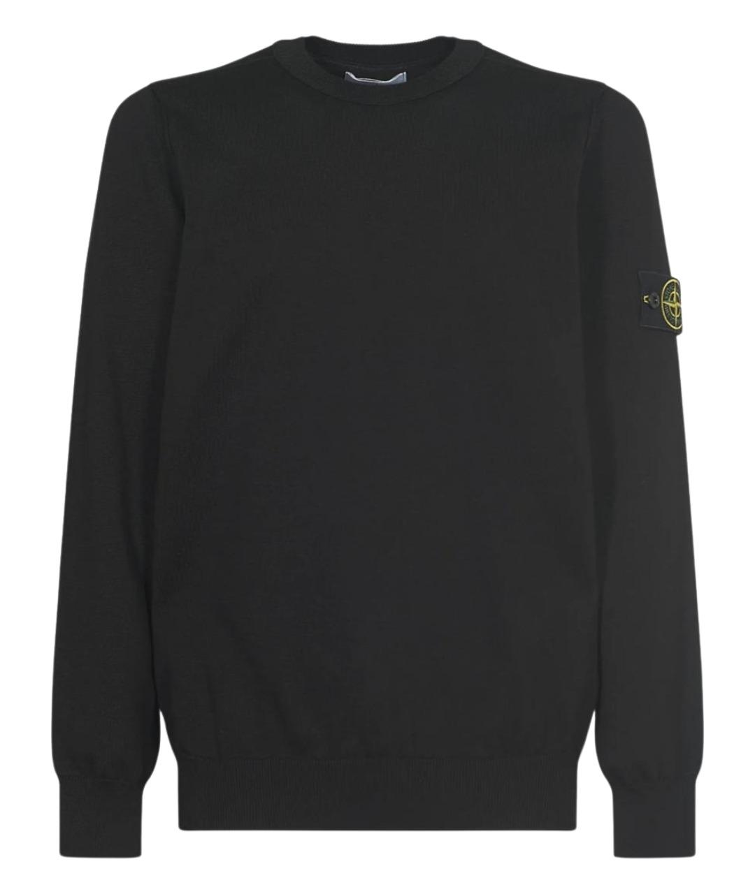 STONE ISLAND Черный хлопковый джемпер / свитер, фото 1