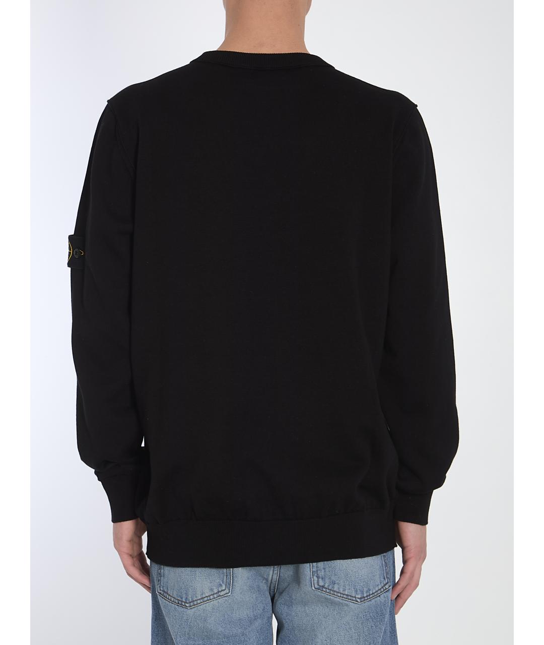 STONE ISLAND Черный хлопковый джемпер / свитер, фото 5