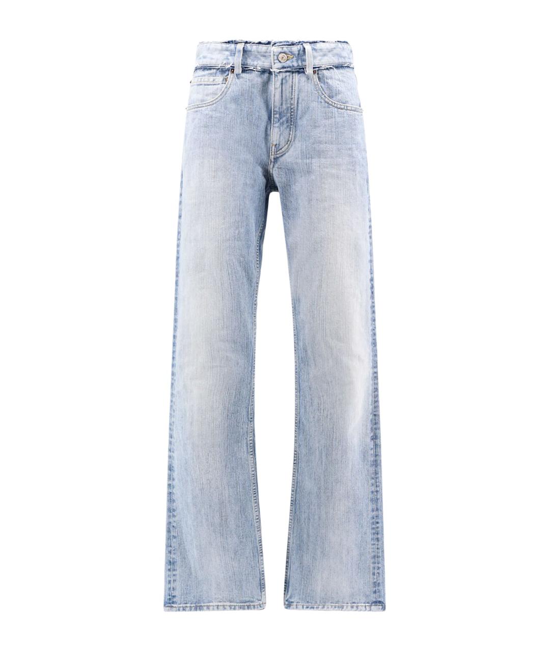 BALENCIAGA Голубые хлопковые прямые джинсы, фото 1