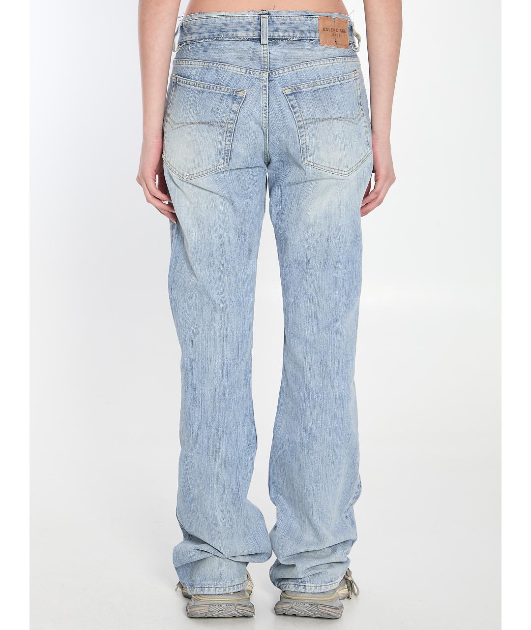 BALENCIAGA Голубые хлопковые прямые джинсы, фото 5