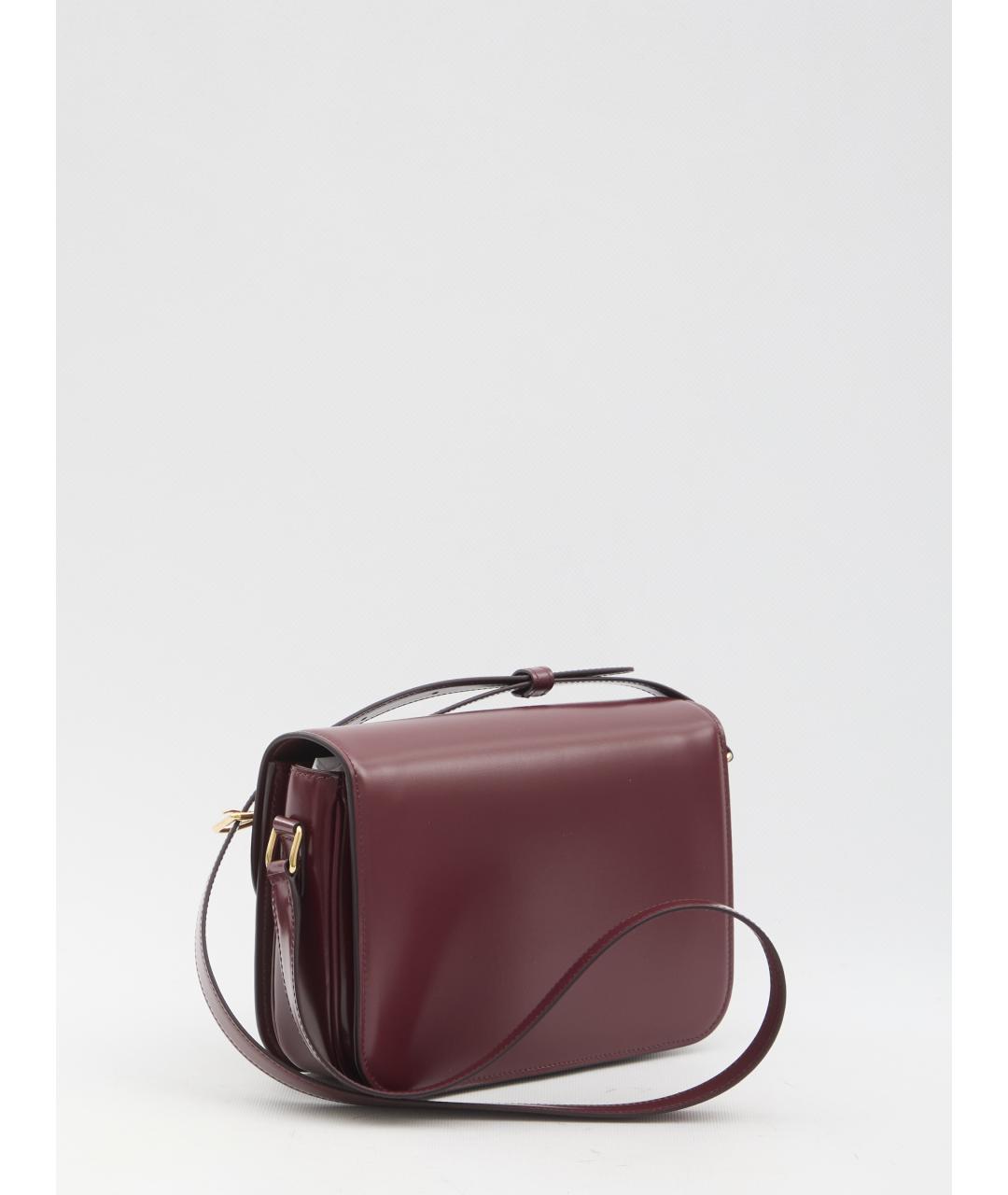 CELINE Бордовая кожаная сумка через плечо, фото 3