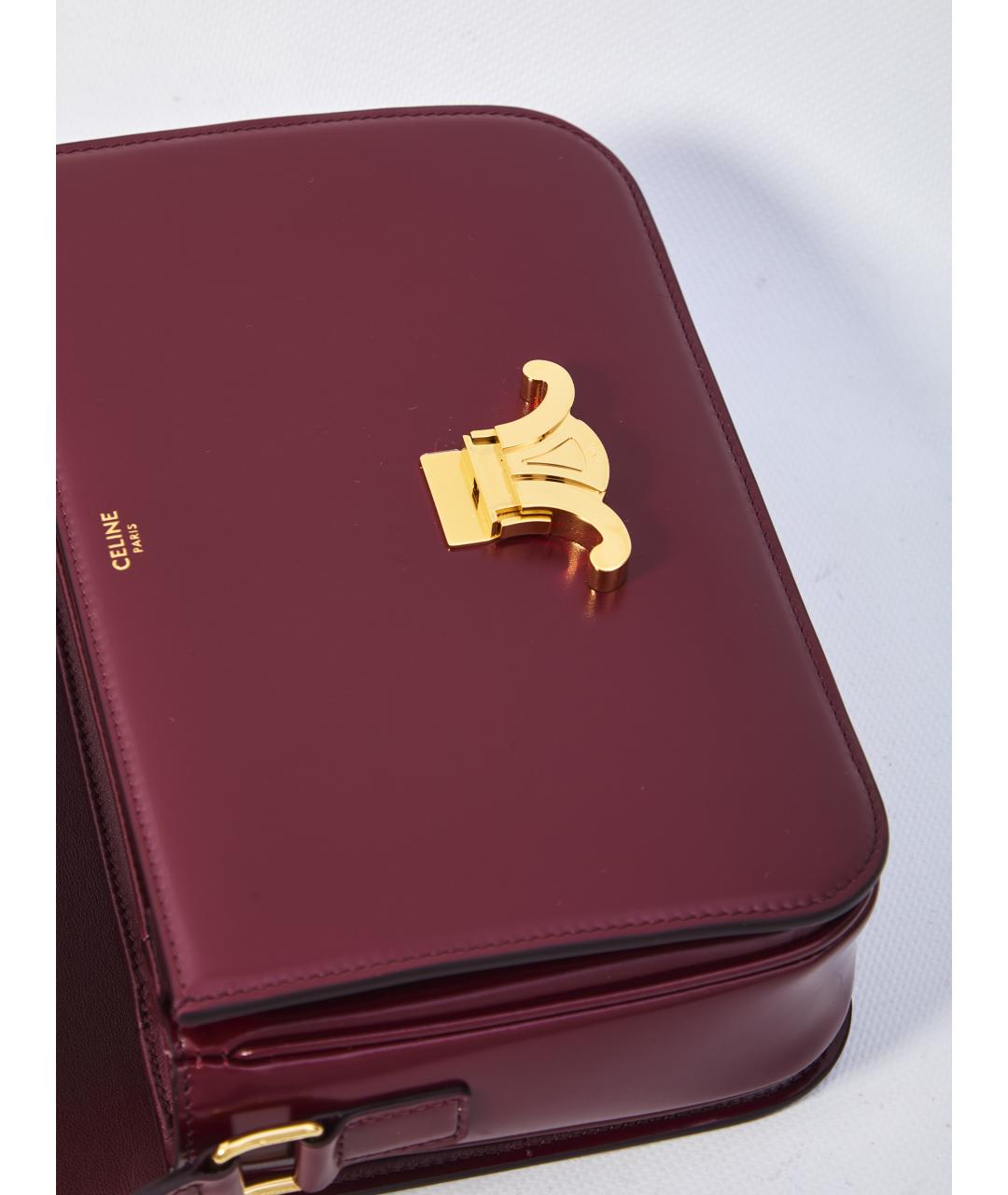 CELINE Бордовая кожаная сумка через плечо, фото 5