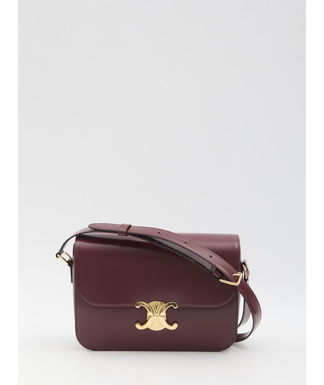 CELINE Бордовая кожаная сумка через плечо, фото 2