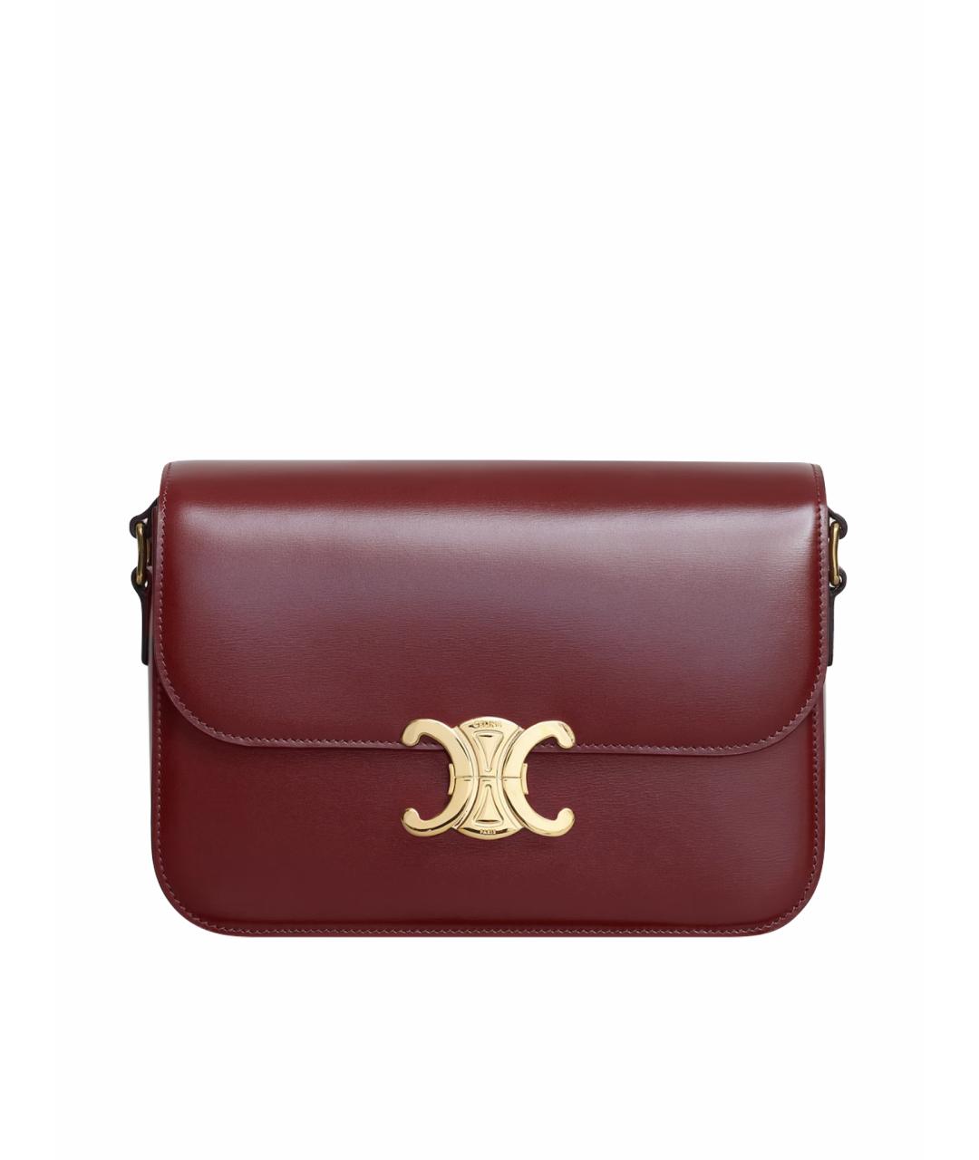 CELINE Бордовая кожаная сумка через плечо, фото 1