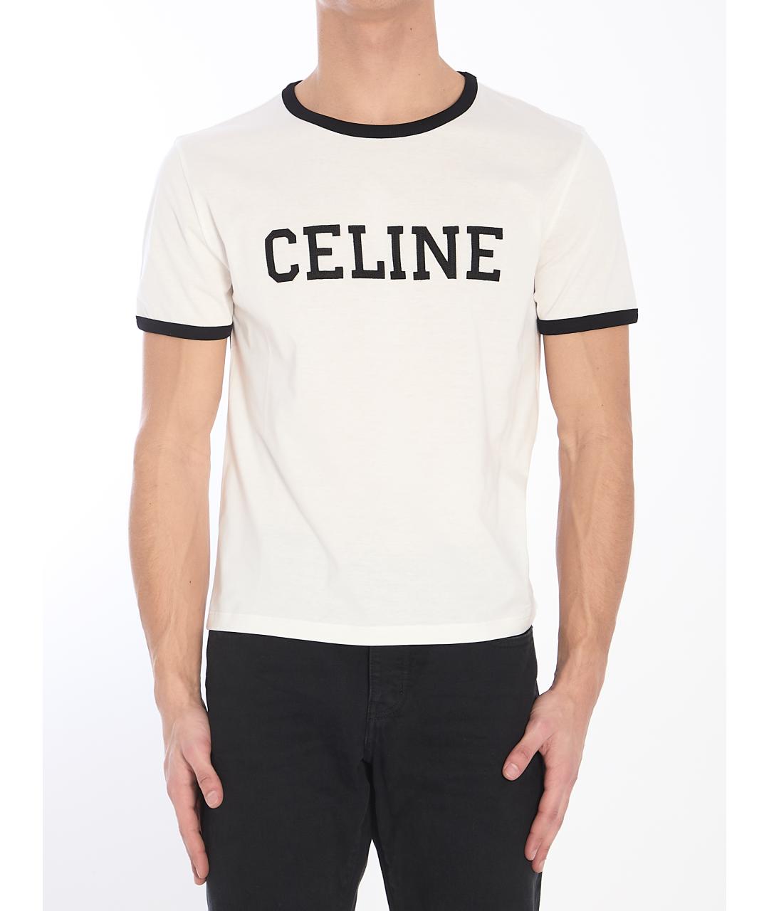 CELINE Белая хлопковая футболка, фото 2