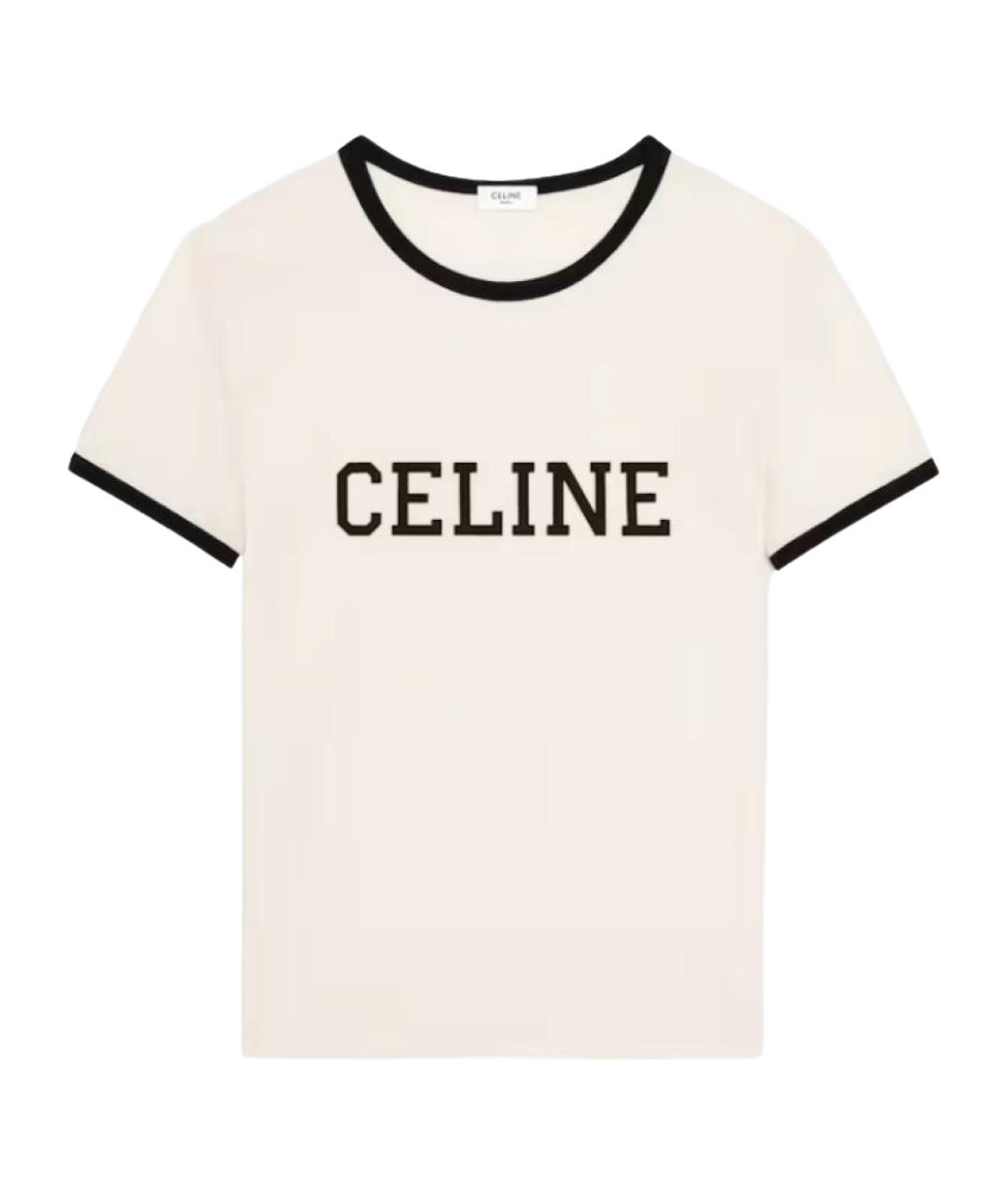 CELINE Белая хлопковая футболка, фото 1