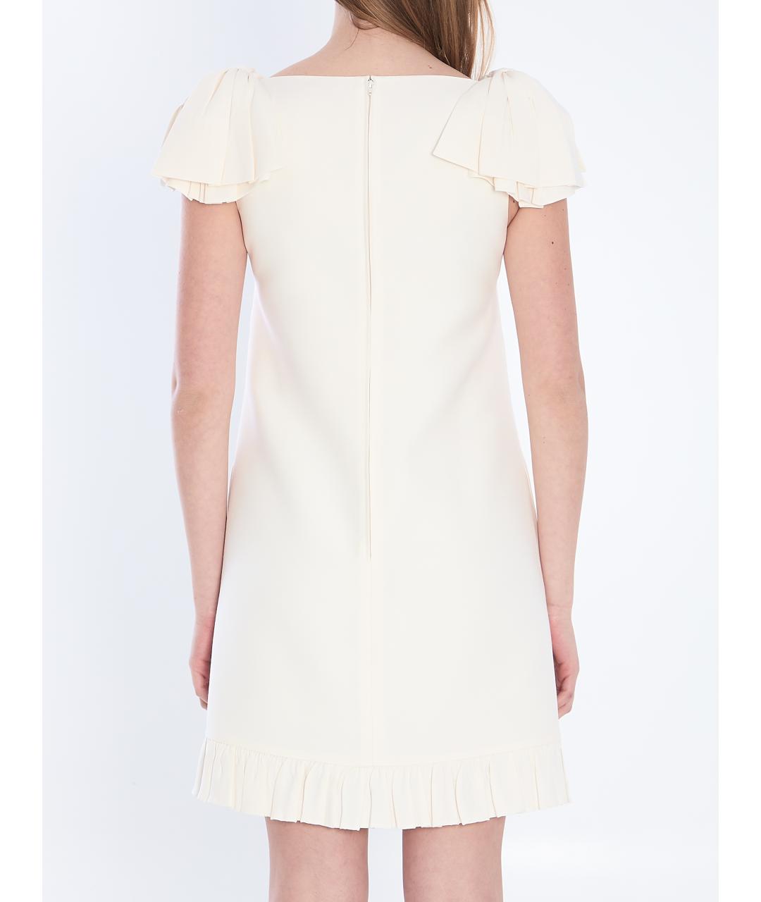 VALENTINO Белое шерстяное коктейльное платье, фото 5