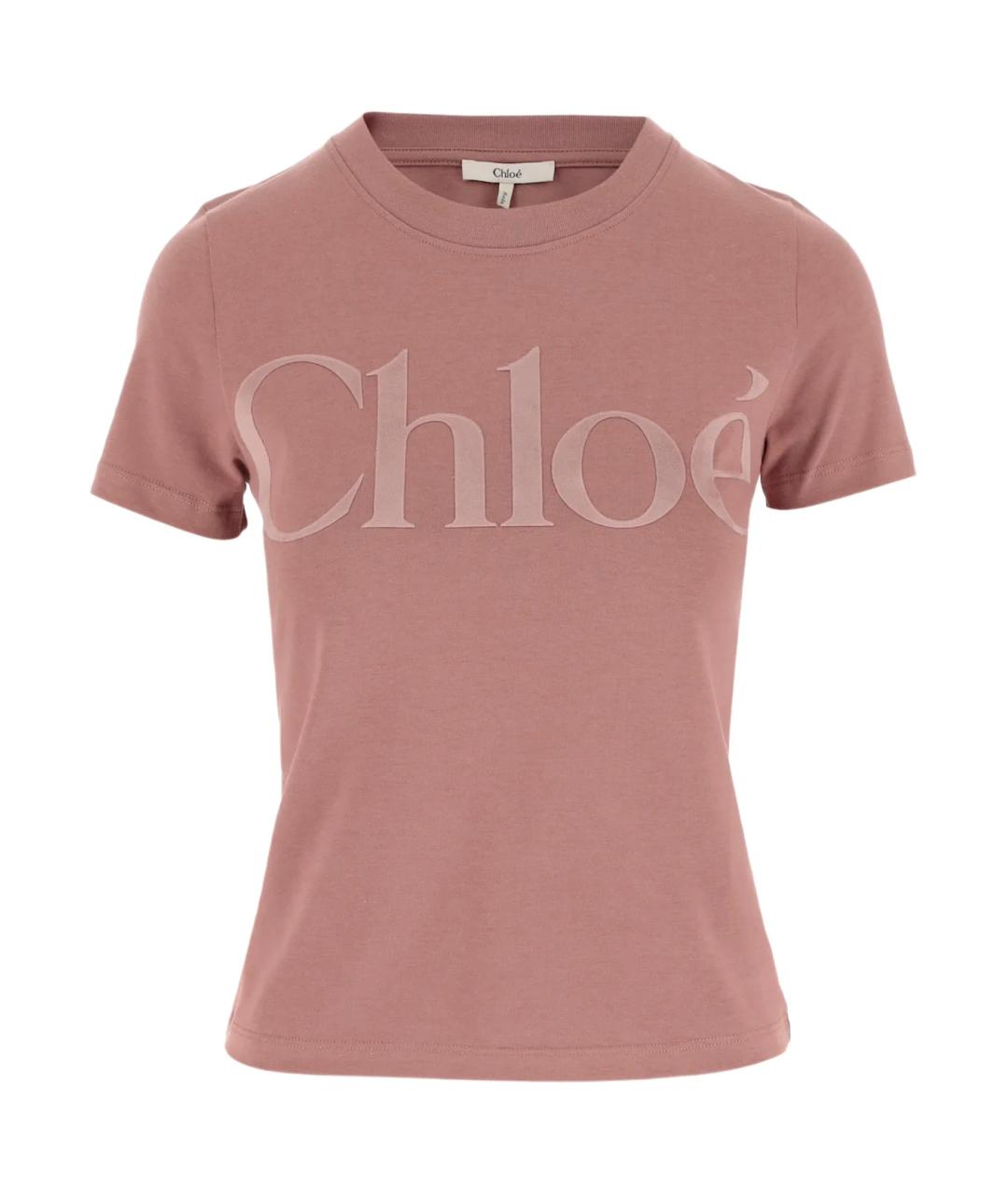 CHLOE Розовая хлопковая футболка, фото 1