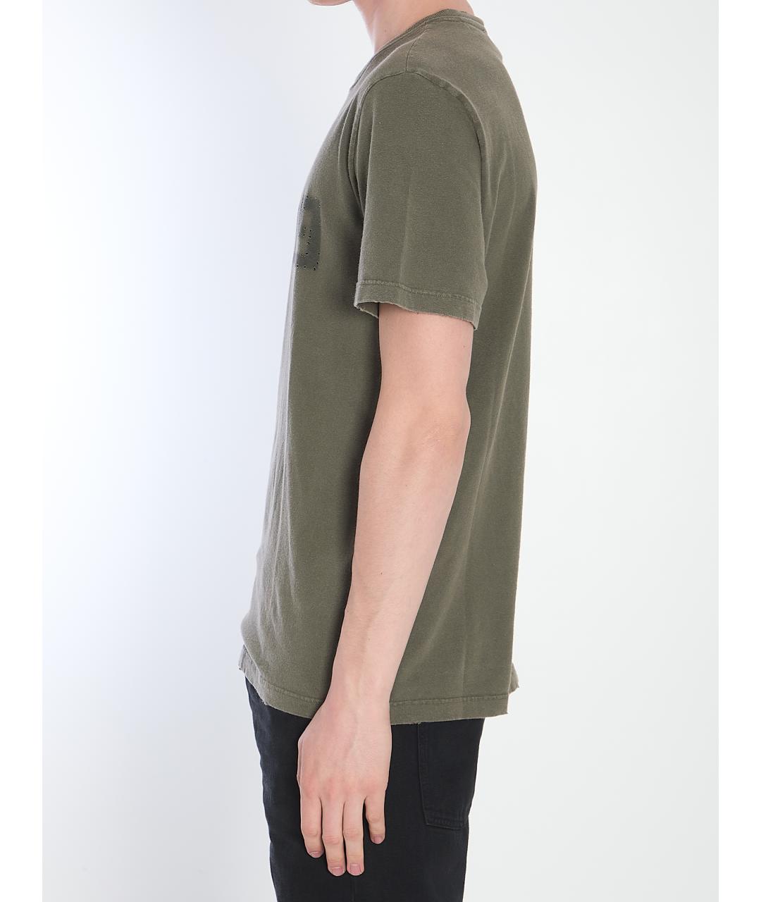 GOLDEN GOOSE DELUXE BRAND Хаки хлопковая футболка, фото 4