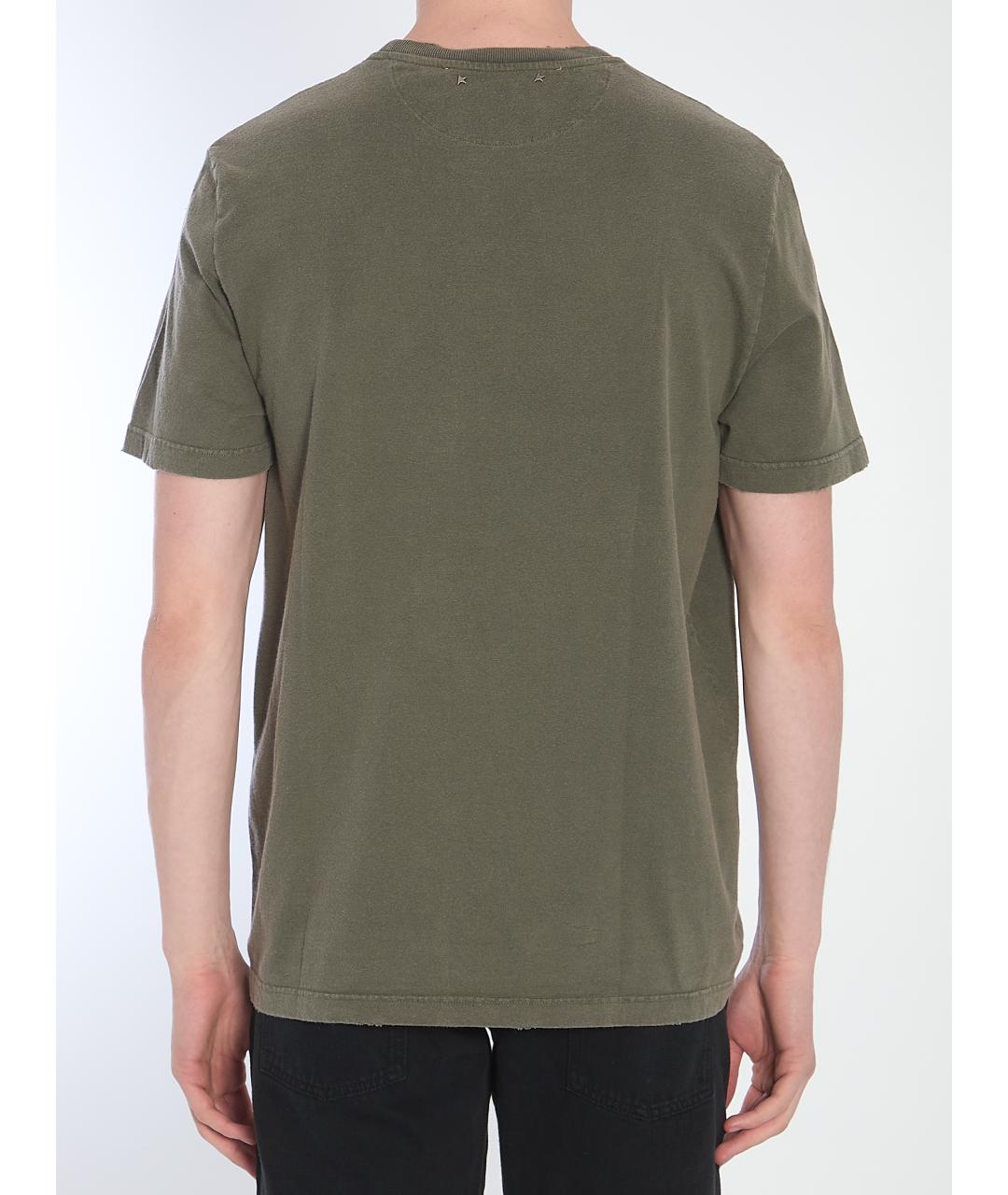 GOLDEN GOOSE DELUXE BRAND Хаки хлопковая футболка, фото 5