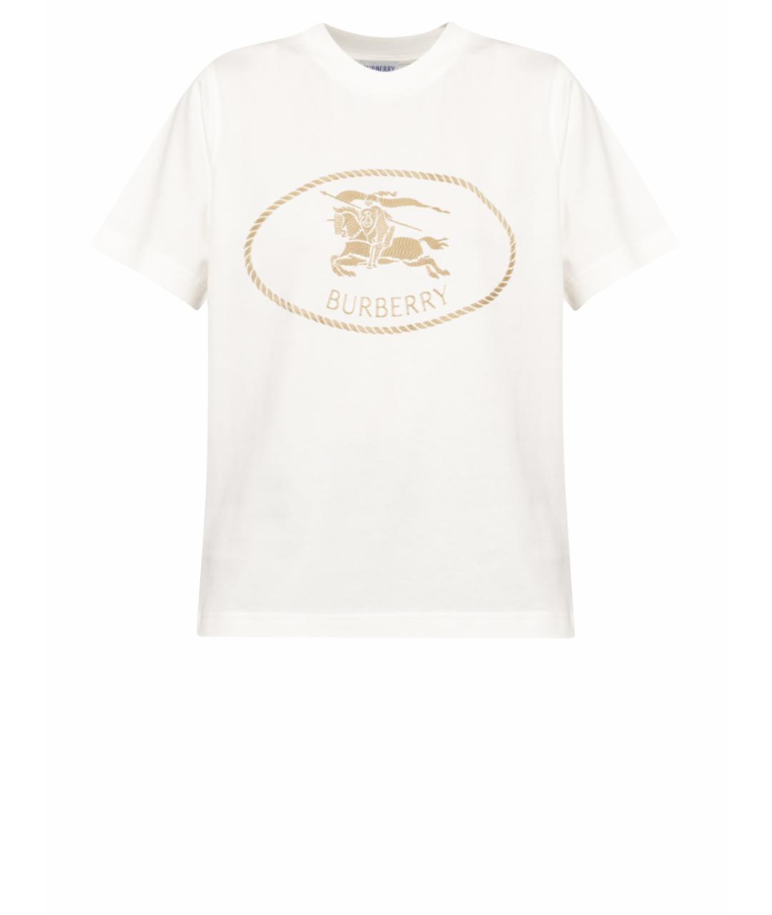 BURBERRY Белая хлопковая футболка, фото 1
