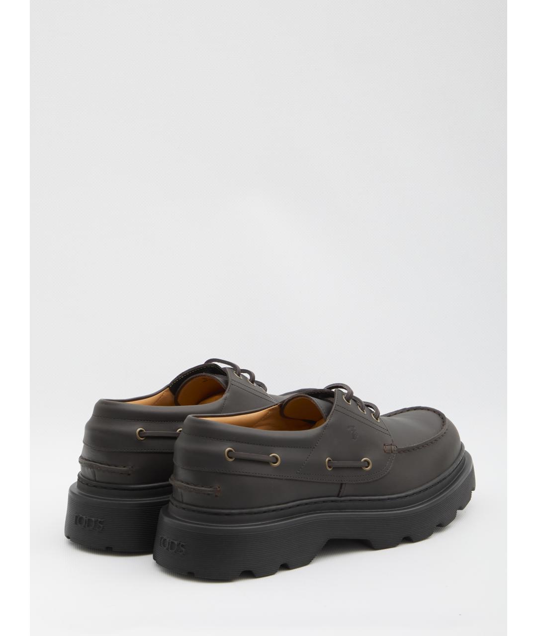 TOD'S Коричневые кожаные низкие ботинки, фото 3