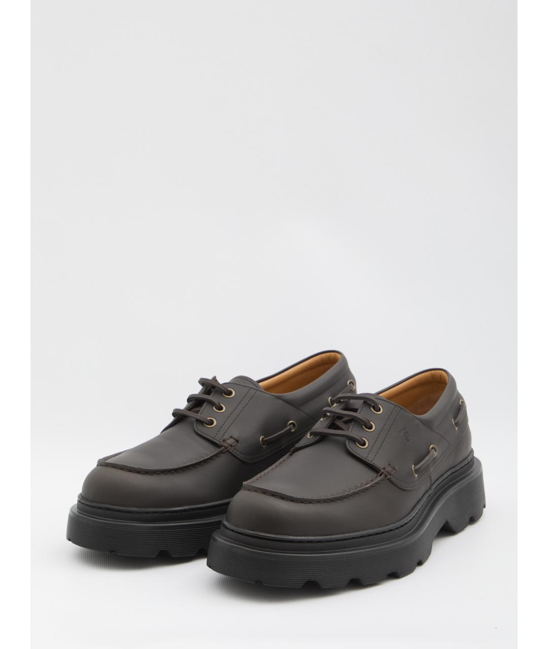 TOD'S Коричневые кожаные низкие ботинки, фото 2