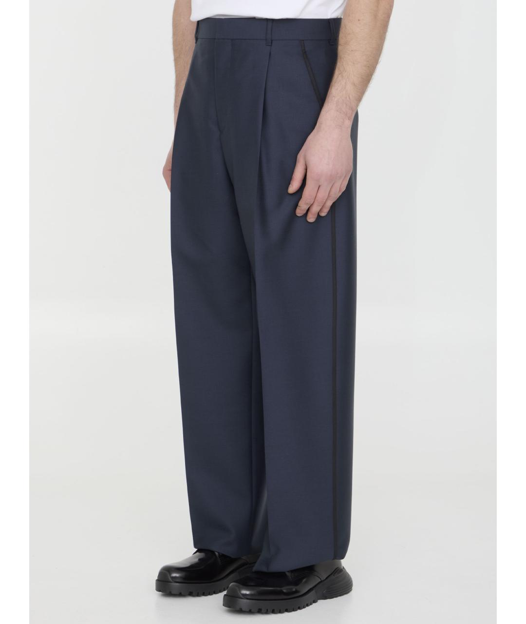 CHRISTIAN DIOR Синие шерстяные повседневные брюки, фото 2