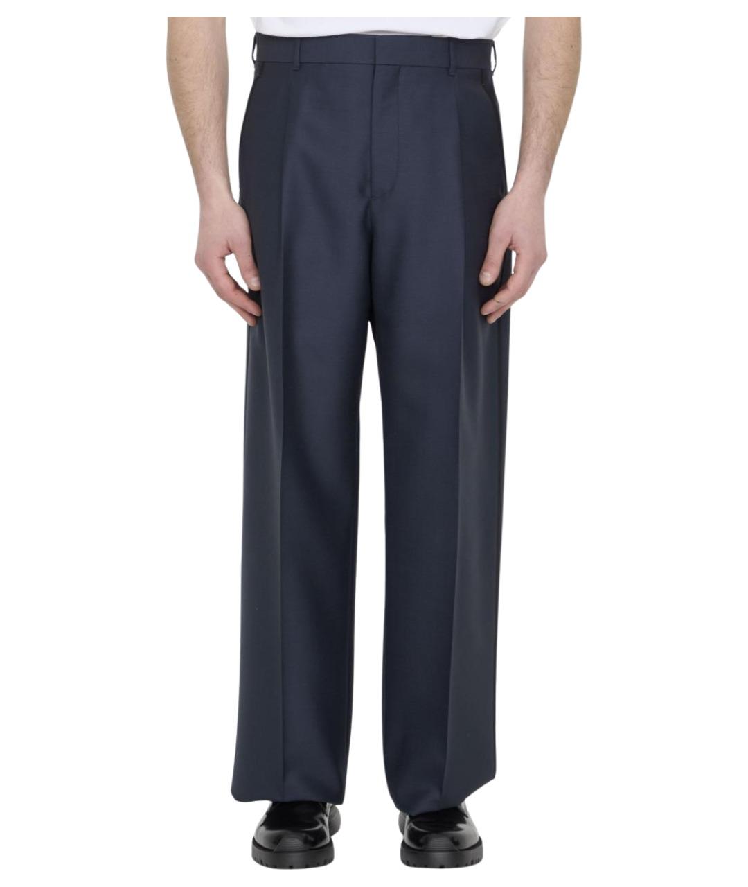 CHRISTIAN DIOR Синие шерстяные повседневные брюки, фото 1