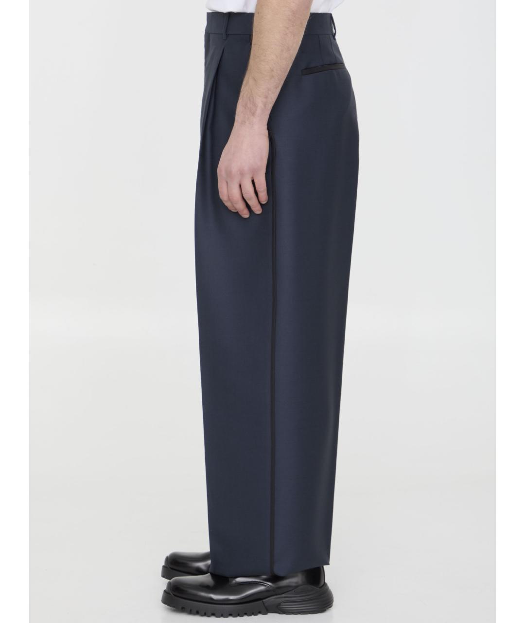 CHRISTIAN DIOR Синие шерстяные повседневные брюки, фото 3
