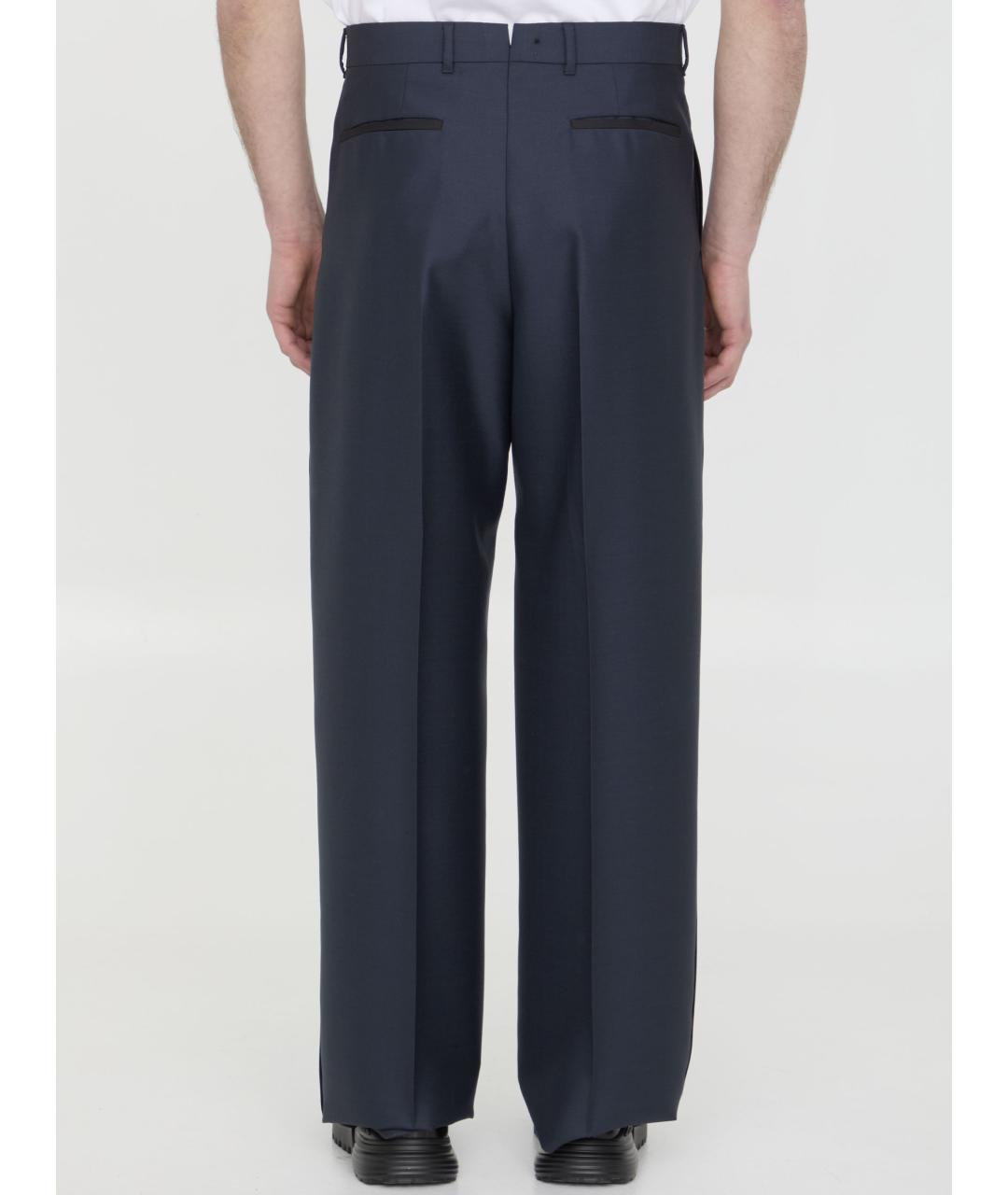 CHRISTIAN DIOR Синие шерстяные повседневные брюки, фото 4