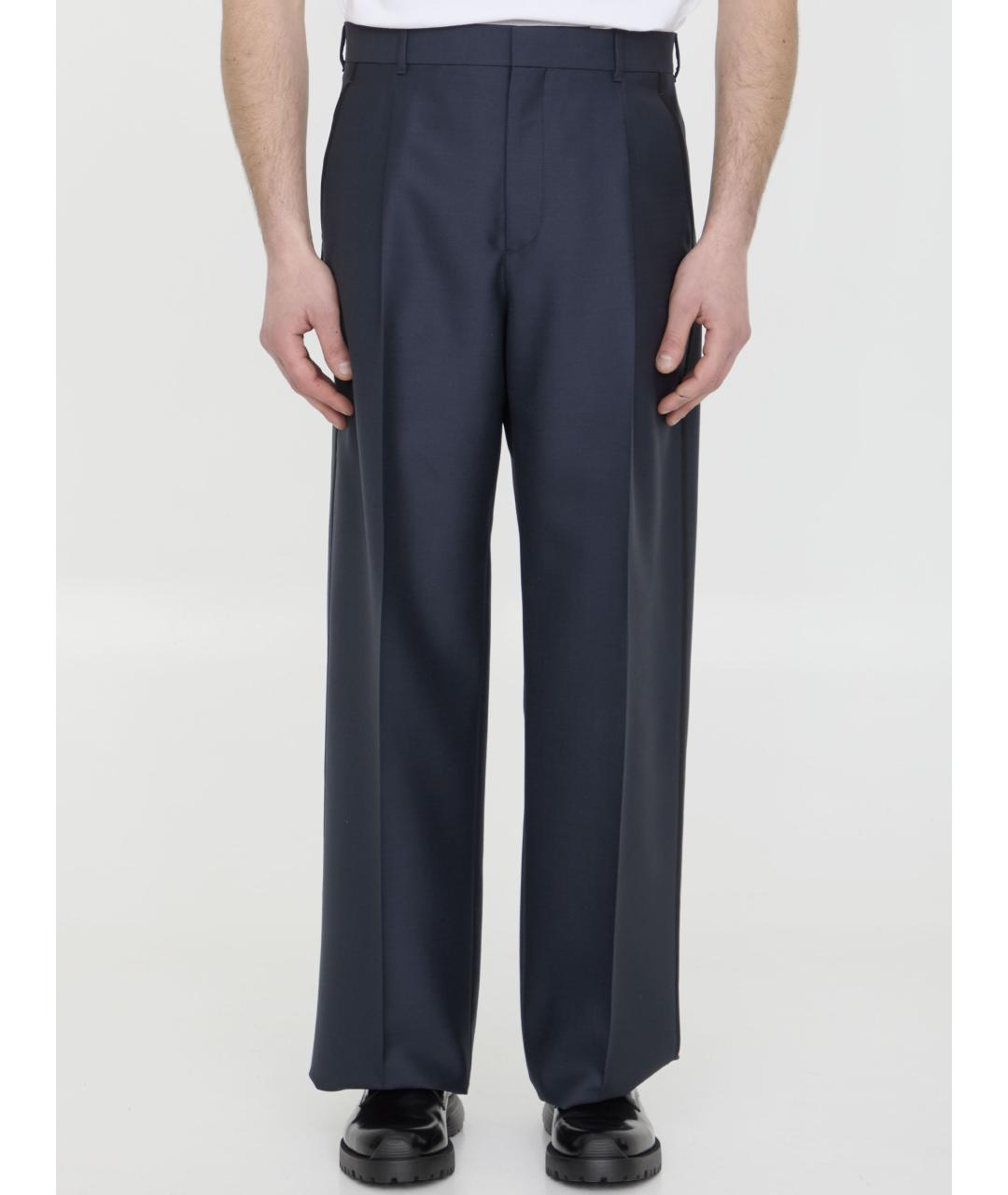 CHRISTIAN DIOR Синие шерстяные повседневные брюки, фото 5