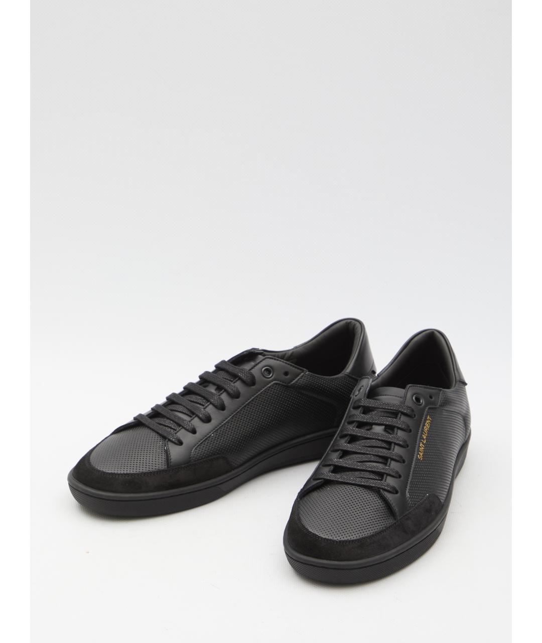 SAINT LAURENT Черные кожаные низкие кроссовки / кеды, фото 5