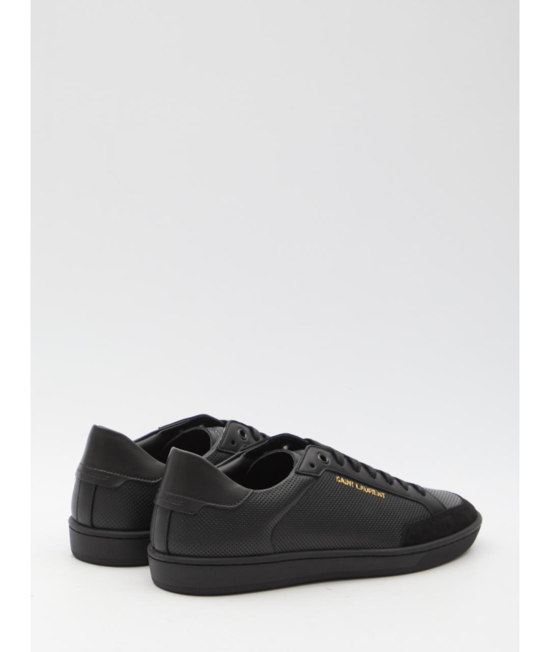 SAINT LAURENT Черные кожаные низкие кроссовки / кеды, фото 3