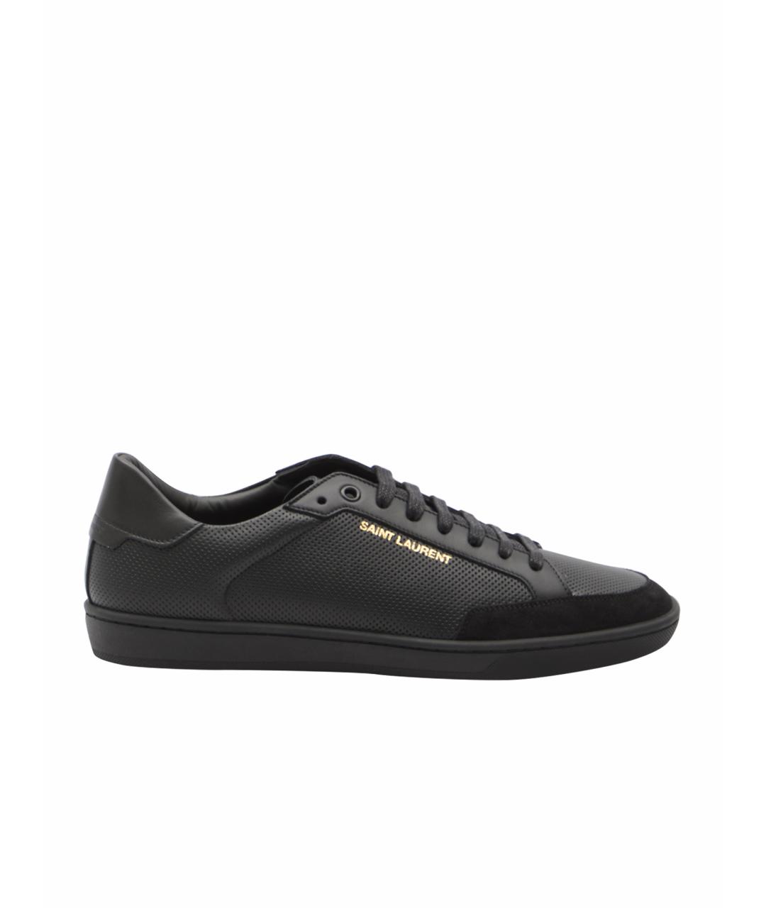 SAINT LAURENT Черные кожаные низкие кроссовки / кеды, фото 1