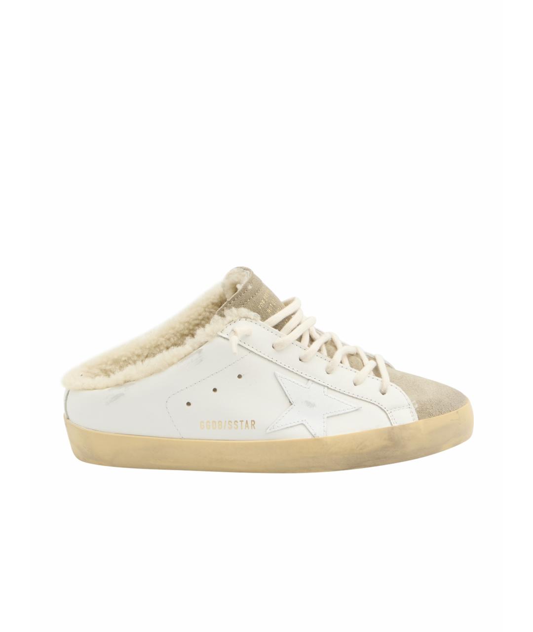 GOLDEN GOOSE DELUXE BRAND Белые кожаные сабо, фото 1