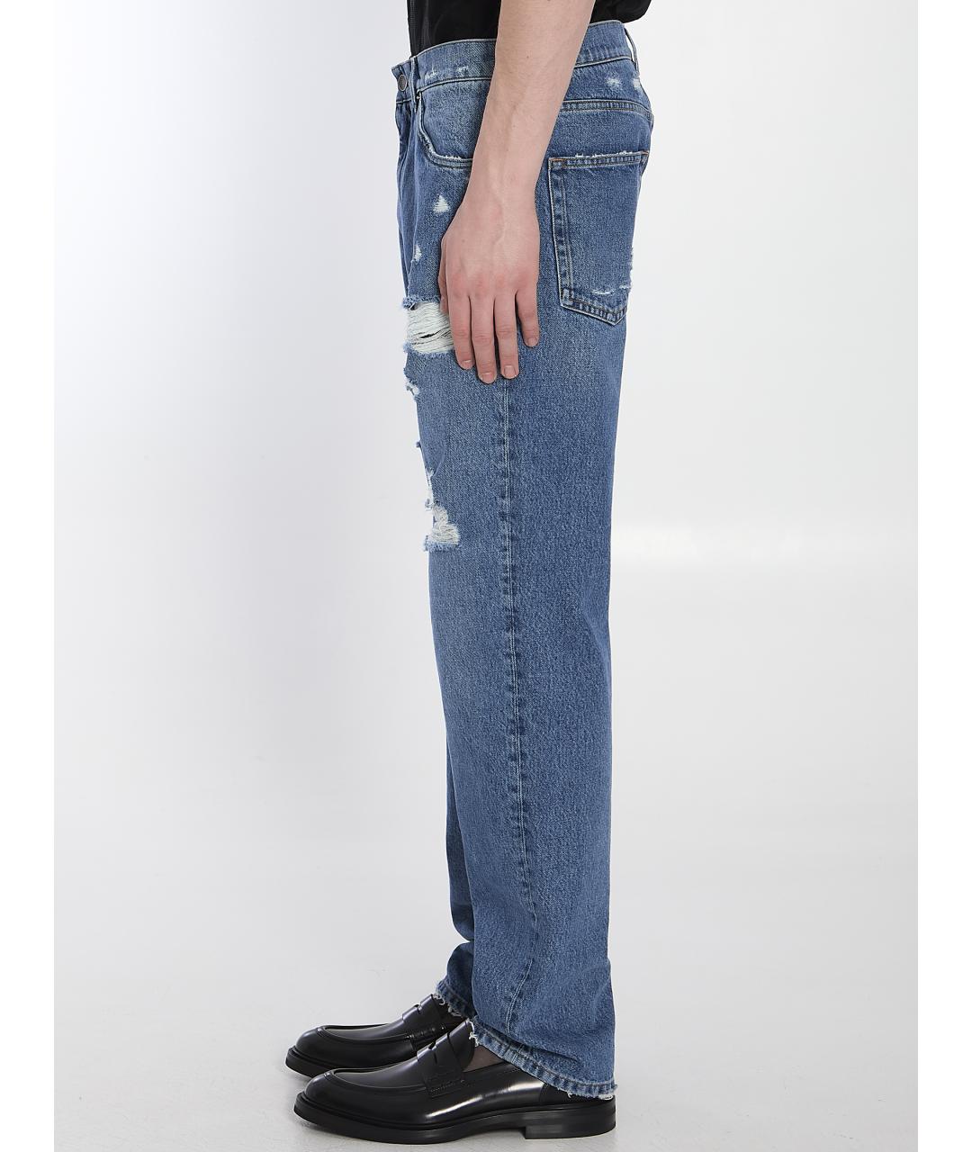 DOLCE&GABBANA Голубые хлопковые прямые джинсы, фото 4