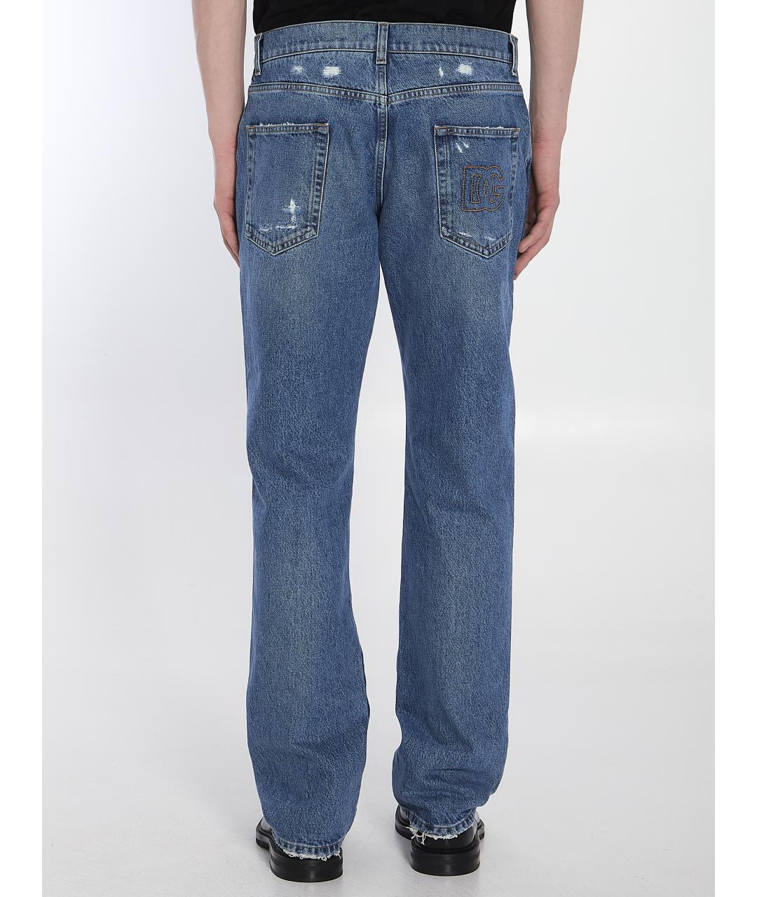DOLCE&GABBANA Голубые хлопковые прямые джинсы, фото 5