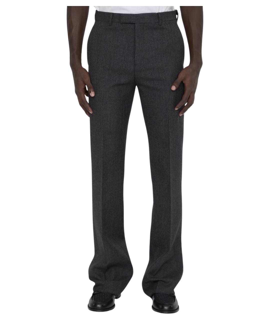 CHRISTIAN DIOR Серые шерстяные повседневные брюки, фото 1