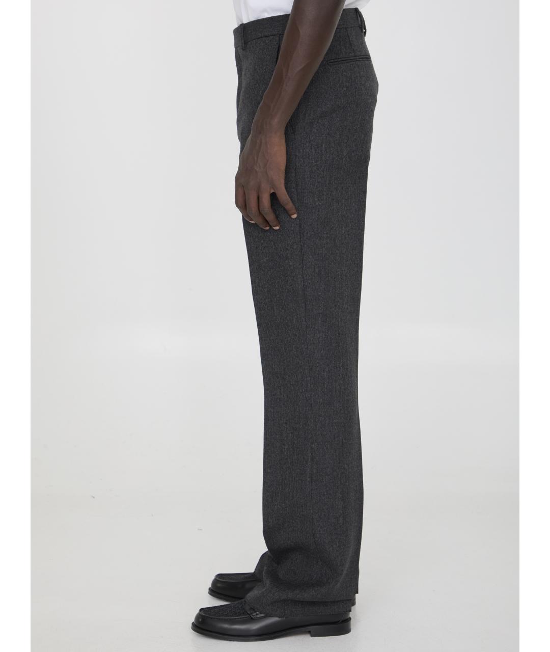 CHRISTIAN DIOR Серые шерстяные повседневные брюки, фото 3