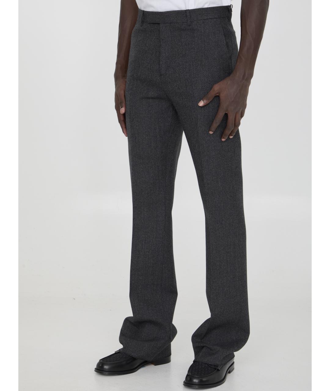 CHRISTIAN DIOR Серые шерстяные повседневные брюки, фото 2