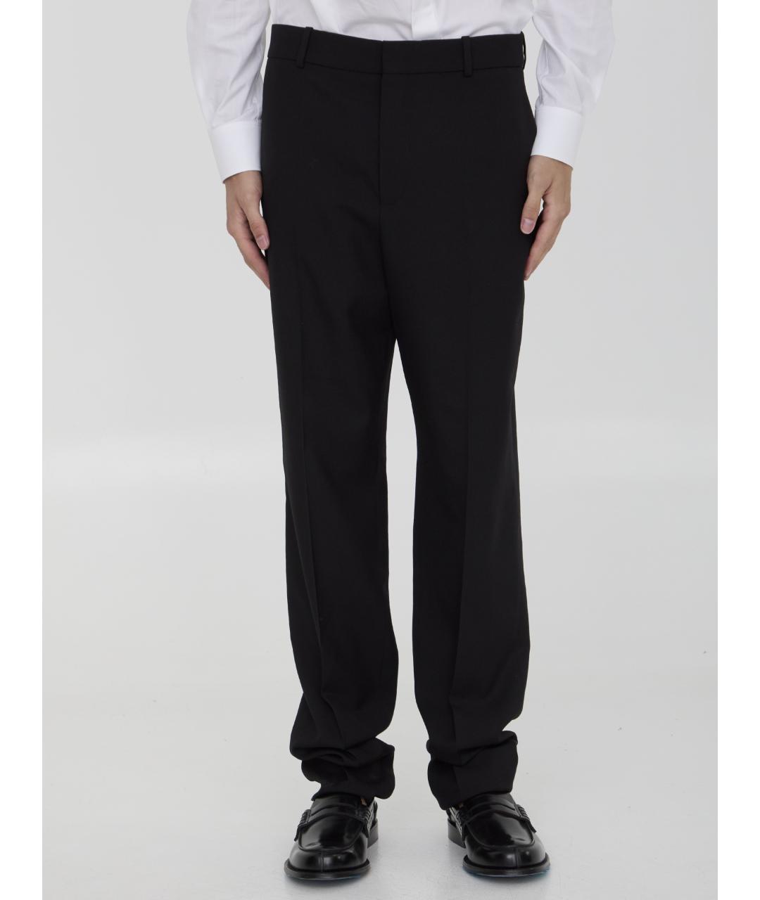 SAINT LAURENT Черные шерстяные повседневные брюки, фото 2