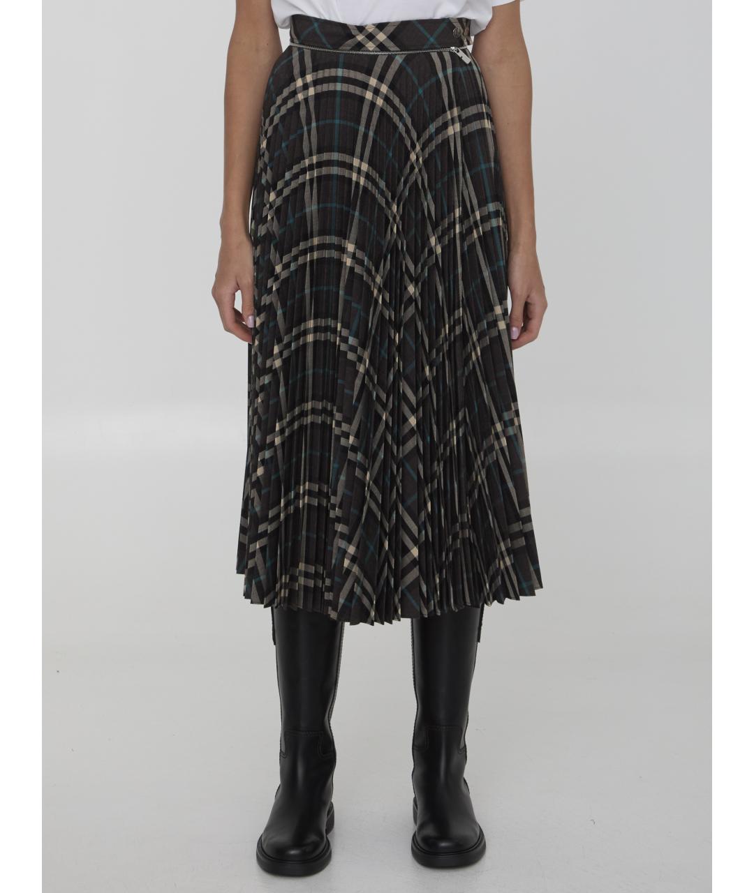 BURBERRY Мульти полиэстеровая юбка миди, фото 2